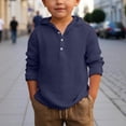 thumbnail image 1 of EliteGoogv Boys T Shirts Crew Neck Long Sleeve Solid Color Tee Tops For Boys Breathable Casual Tees School Summer Fall T Shirts Navy 8-9 Years, 1 of 4