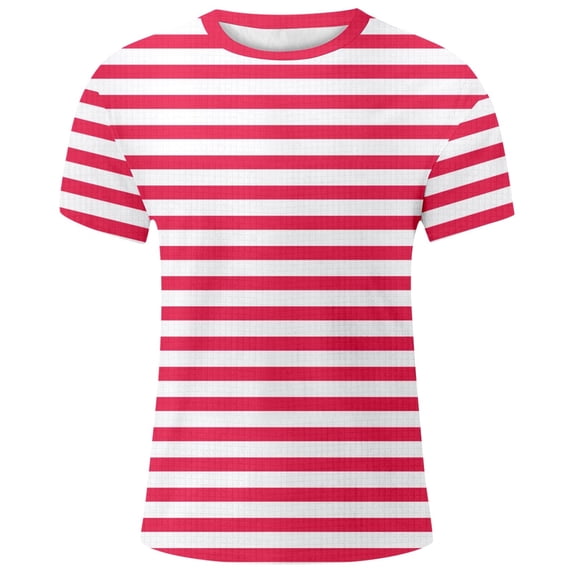 EliteGoogv Boys T Shirts Crew Neck Short Sleeve Striped Tees For Boys Cute Style Vacation T Shirts Casual Summer Fall Tee Tops Hot Pink 9