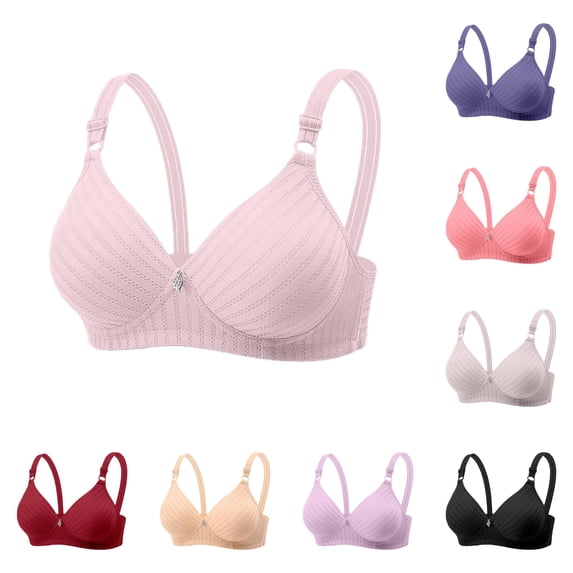 EliteGoogv Bras For Women Seamless Underwire Full Cup Womens Bras Comfortable Adjustable Gathering Everyday Wear Bras Pink 44