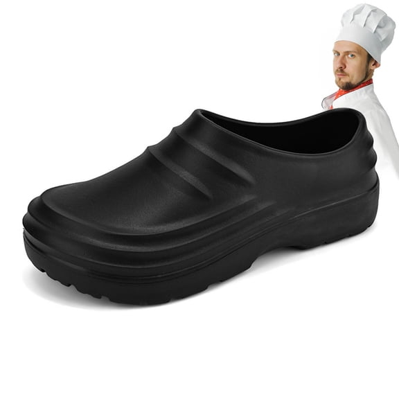 EliteGoogv Chef Clogs EVA Upper Round Toe Slip On Non Slip Work Shoes for Men Women Kitchen Oil Resistant Professional Footwear US :6.5