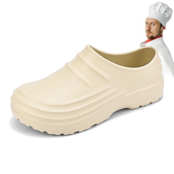 EliteGoogv Chef Clogs EVA Upper Round Toe Slip On Non Slip Work Shoes for Men Women Kitchen Oil Resistant Professional Footwear US :9