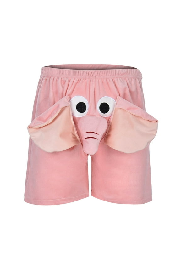 Funny Printed Animal Design Fluffy Shorts For Men's Shorts Loose Fit Shortsprank Gifts Straight Leg Plain Pink M