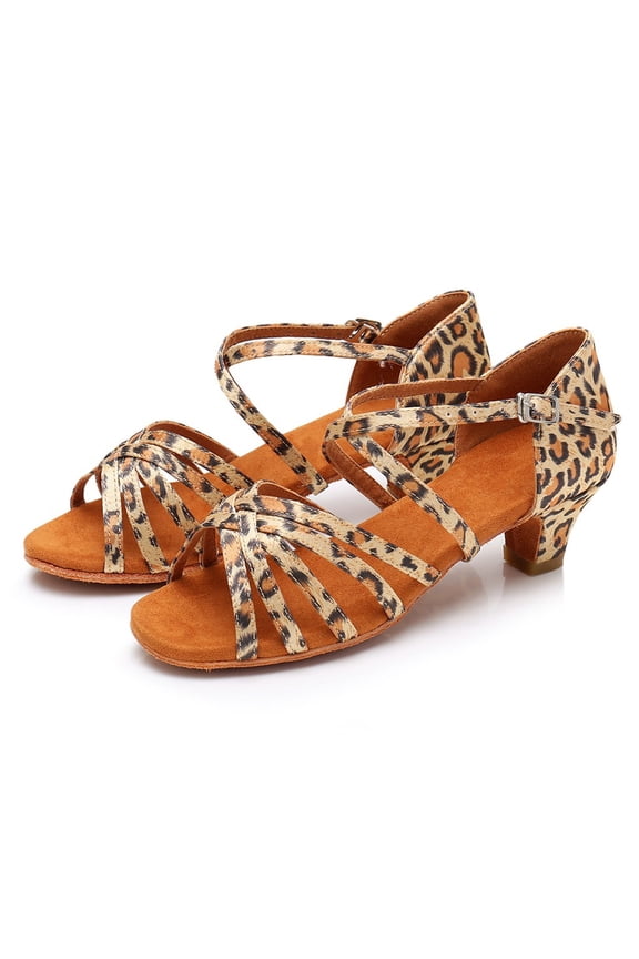 Girls Latin Dance Shoes Low Heel Soft Sole Shoes For Girls Tango Practice Shoes Non Dance Shoes Comfortable Flock Buckle Strap Shoes US:10/4-4.5 Years