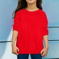thumbnail image 1 of EliteGoogv Girls T Shirts Crew Neck Long Sleeve Solid Color Tee Tops For Girls Cute Style Vacation Tees Casual Fall Summer T Shirts Red 10-11 Years, 1 of 4