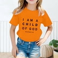 thumbnail image 1 of EliteGoogv Girls T Shirts Crew Neck Short Sleeve Graphic T Shirts For Girls Breathable Dailywear Tee Tops Holiday Fall Summer Tees Orange 10-12 Years, 1 of 4