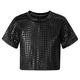 thumbnail image 1 of EliteGoogv Girls T Shirts Crew Neck Short Sleeve Graphic Tees For Girls Moisture-Wicking School T Shirts Dailywear Fall Summer Tee Tops Black 4-5 Years, 1 of 4