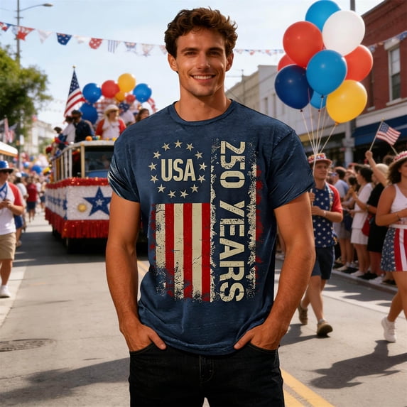 EliteGoogv Graphic T Shirts For Men Anniversary Print Short Sleeve Crew Neck Men Tees Casual Relaxed Everyday Summer Men Tops Vintage Trendy Men Shirts Navy L