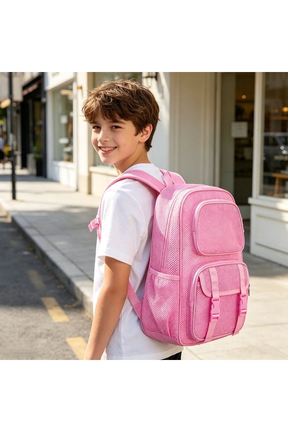 Gym Backpacks For Adults Breathable Mesh Lightweight Womens Gym Backpacks Large Capacity Outdoor Daypacks Ventilated Padded Straps Casual Travel Rucksacks Pink