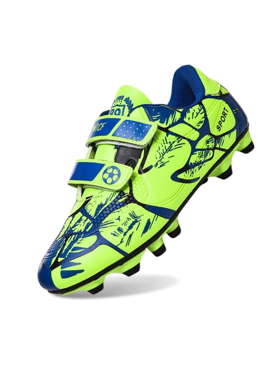 Kids Cushioned Football Boots Hook and Loop Training Kids Trainers Outdoor Match Sports Shoes,US:13/7-8 Years