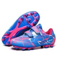 thumbnail image 1 of EliteGoogv Kids Football Boots PU Upper Round Toe Hook Loop Closure Soccer Shoes for Boys Girls Non Rubber Sole Training Footwear US:11.5/5-5.5 Years, 1 of 9