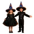 thumbnail image 1 of EliteGoogv Kids Halloween Witch Hat Wide Brim Pointed Hat Printed Pattern Mesh Decor Party Hat for Children, 1 of 4