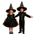 thumbnail image 1 of EliteGoogv Kids Halloween Witch Hat Wide Brim Pointed Hat Printed Pattern Mesh Decor Party Hat for Children, 1 of 4