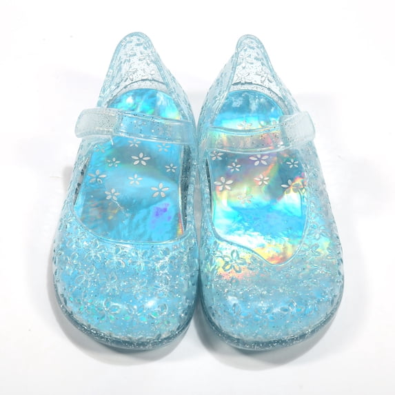 EliteGoogv Kids Jelly Sandals Mary Jane Princess Shoes For Girls Toddler Summer Casual Flat Footwear Blue US:10