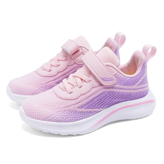 EliteGoogv Kids Sneakers Mesh Upper Lace Up Closure Round Toe Flat Sole Athletic Shoes for Boys Girls Rubber Sole Running Walking Footwear US:2/