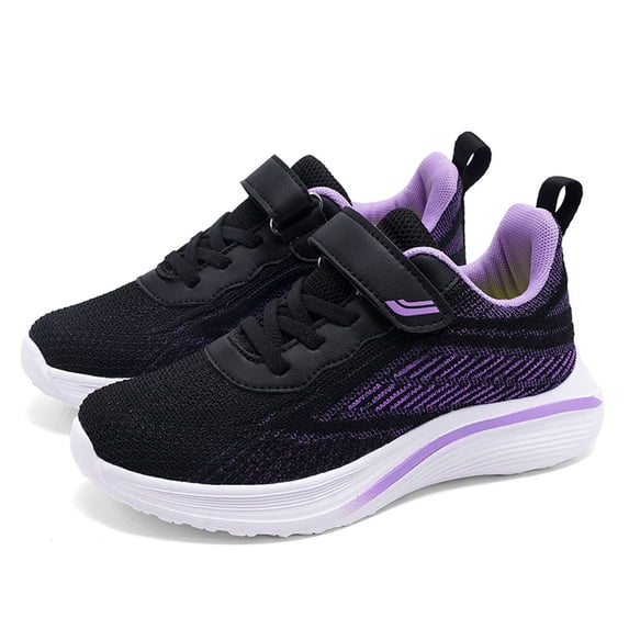 EliteGoogv Kids Sneakers Mesh Upper Lace Up Closure Round Toe Flat Sole Athletic Shoes for Boys Girls Rubber Sole Running Walking Footwear US:4/