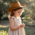 thumbnail image 1 of EliteGoogv Kids Western Cowboy Hat Wide Brim With Strap Cap For Boys Girls Summer Outdoor Travel Performance Sun Protection Cap Headwear, 1 of 8
