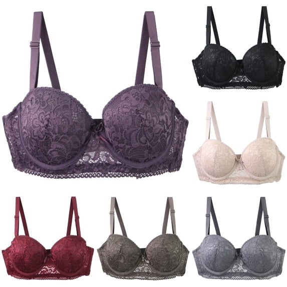 EliteGoogv Lace Bras For Women Front Closure Bras For Women Plus Size Bras For Women Wireless Shaping Cups Adjustable Straps Womens Bras Everyday Bras For Women Purple 80B