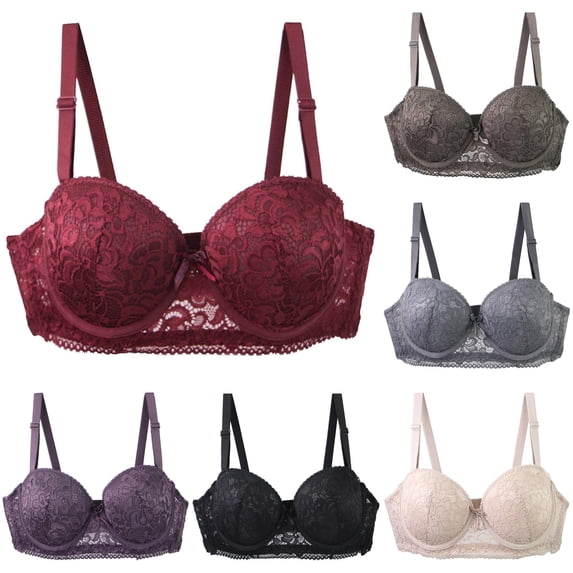 EliteGoogv Lace Bras For Women Front Closure Bras For Women Plus Size Bras For Women Wireless Shaping Cups Adjustable Straps Womens Bras Everyday Bras For Women Red 90A