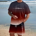 thumbnail image 1 of EliteGoogv Men Two Piece Set Gradient Letter Print Short Sleeve T Shirt And Shorts Outfit For Men Summer Casual Matching Set Wine 6XL, 1 of 9