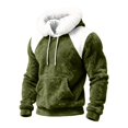 thumbnail image 1 of EliteGoogv Men's Color Block Fleece Hoodie Faux Fur Collar Pullover Sweatshirt Drawstring Kangaroo Pocket Long Sleeve Cozy Loose Fit Winter Top,M, 1 of 7