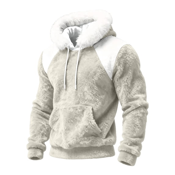 EliteGoogv Men's Color Block Hoodie Collar Pullover Sweatshirt Drawstring Kangaroo Pocket Long Sleeve Cozy Loose Fit Winter Top,XXXXXL