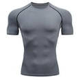 thumbnail image 1 of EliteGoogv Men's Compression Short Sleeve Workout T Shirts Quick Dry Slim Fit Tee Tops Running Gym Training and Marathon Outfit For Man,Grey,XL, 1 of 2