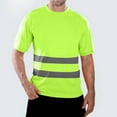 thumbnail image 1 of EliteGoogv Men's Hi Vis Reflective T-Shirt Breathable Moisture Wicking Safety Short Sleeve Crew Neck Top for Construction Summer Work Uniform Workwear,Green,XL, 1 of 9