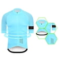 thumbnail image 1 of EliteGoogv Men's Short Sleeve Cycling Breathable Mesh Bike Shirt Solid Color Stretchy Athletic Wear Full Zip Road Mountain Biking Top for Summer,Blue,3XL, 1 of 3
