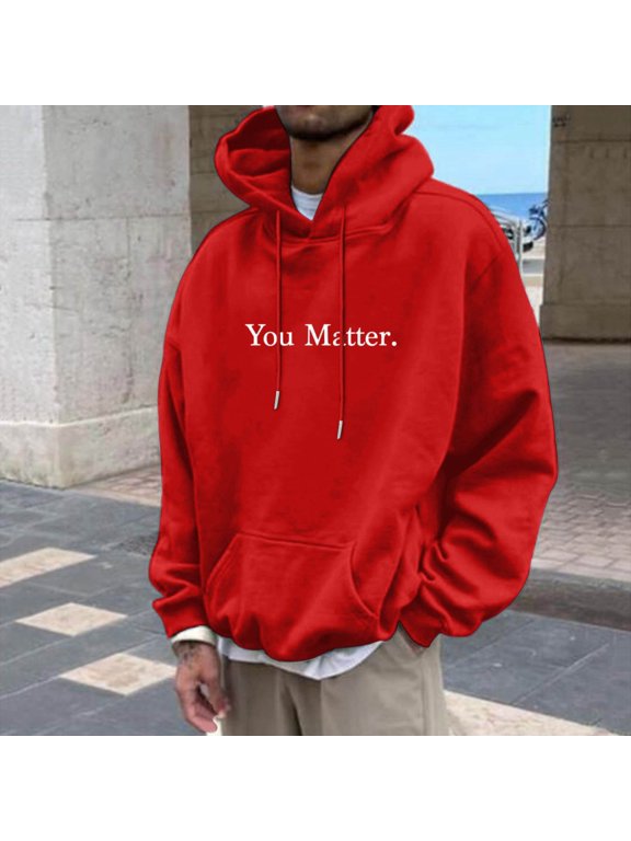Mens Hoodies Lettering Graphic Drawstring Hoodies For Men Front Pocket Pullover Sweatshirt Casual Winter Outerwear Tops Khaki S