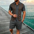 thumbnail image 1 of EliteGoogv Mens Outfit Set Casual Button Down Shirt And Shorts Two Piece Suit For Men Summer Beach Vacation Matching Set Dark Gray XL, 1 of 8