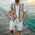 thumbnail image 1 of EliteGoogv Mens Outfit Set Casual Button Down Shirt And Shorts Two Piece Suit For Men Summer Beach Vacation Matching Set Light Gray M, 1 of 7