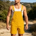 thumbnail image 1 of EliteGoogv Mens Overalls Summer Outdoor Solid Color Loose Fit Adjustable Straps Jumpsuit For Men Casual Lightweight Daily Wear Pants Yellow XS, 1 of 9