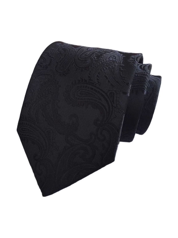 Mens Paisley Print Necktie Floral Jacquard Tie For Formal Wedding Party Prom Groom Groomsmen Business And Daily Wear,Black,One Size
