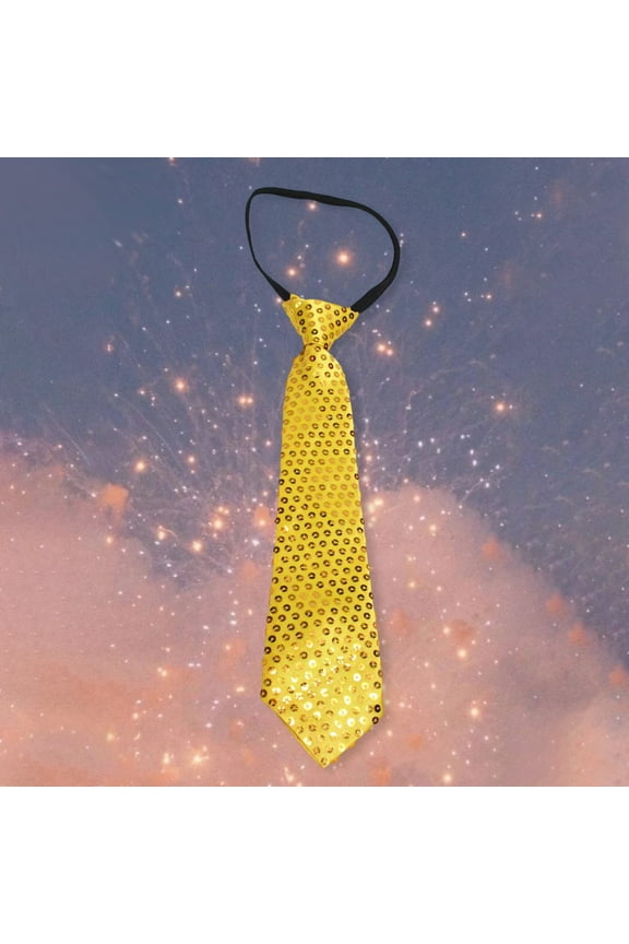 Mens Pre Tied Sequins Glitter Necktie Adjustable Elastic Strap Tie For Party Prom Stage Performance Wedding And Formal Occasions,Yellow,One Size