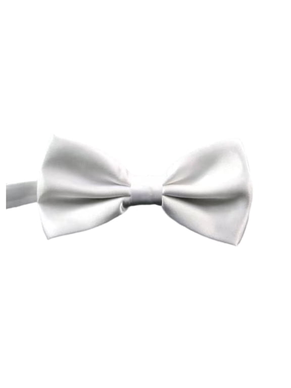 Mens Pre Tied Solid Satin Bow Tie Formal Neckwear For Business Office Wedding Party Groom Prom And Daily Casual Wear,White,One Size