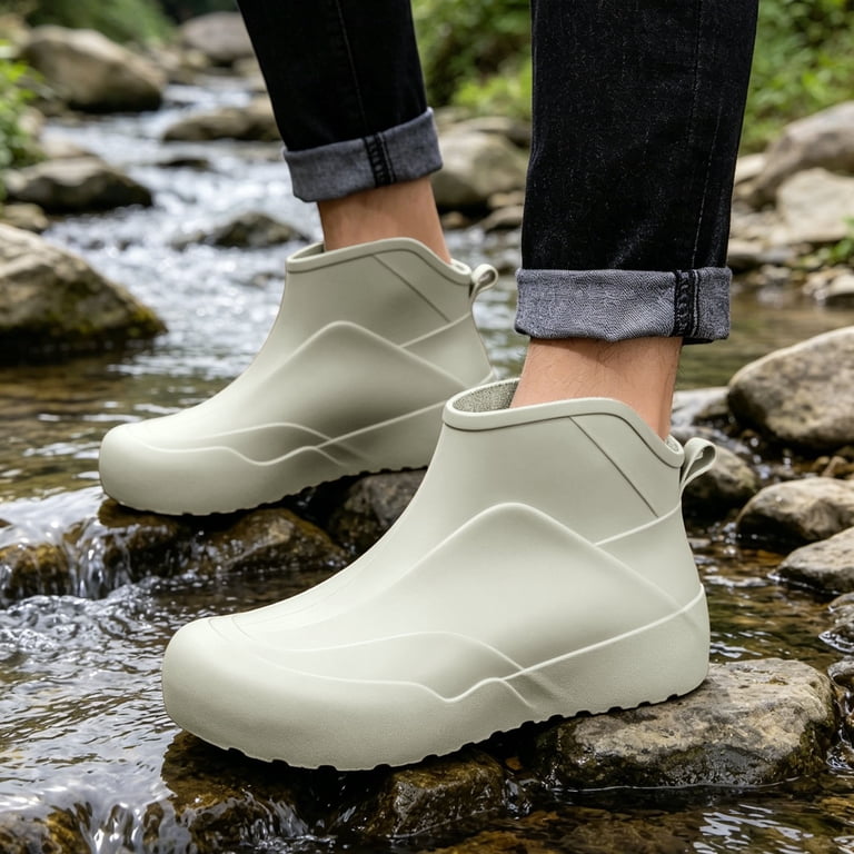 EliteGoogv Mens Rain Boots Short Ankle High Traction Outdoor  display picture 1