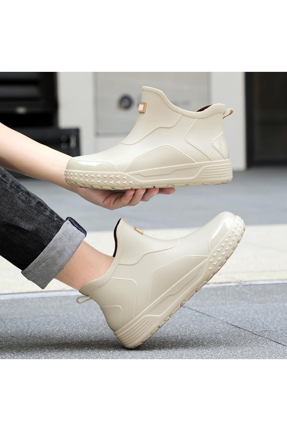 Mens Rain Boots Short Ankle On Waterproof Outdoor Boots Rain Boots For Men Non Rubber Sole Cushioned Flexible All Season Footwear US :8