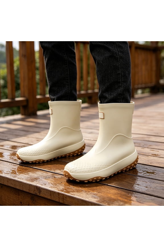 Mens Rain Boots Short Ankle Waterproof On Outdoor Work Boots Rain Boots For Men Non Rubber Sole Cushioned Flexible Washing Shoes Footwear US :10