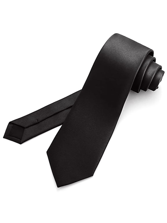 Mens Solid Color Satin Necktie Classic Plain Smooth Silk Like Tie For Formal Business Office Wedding Party Groom Prom And Daily Wear,Black,One Size