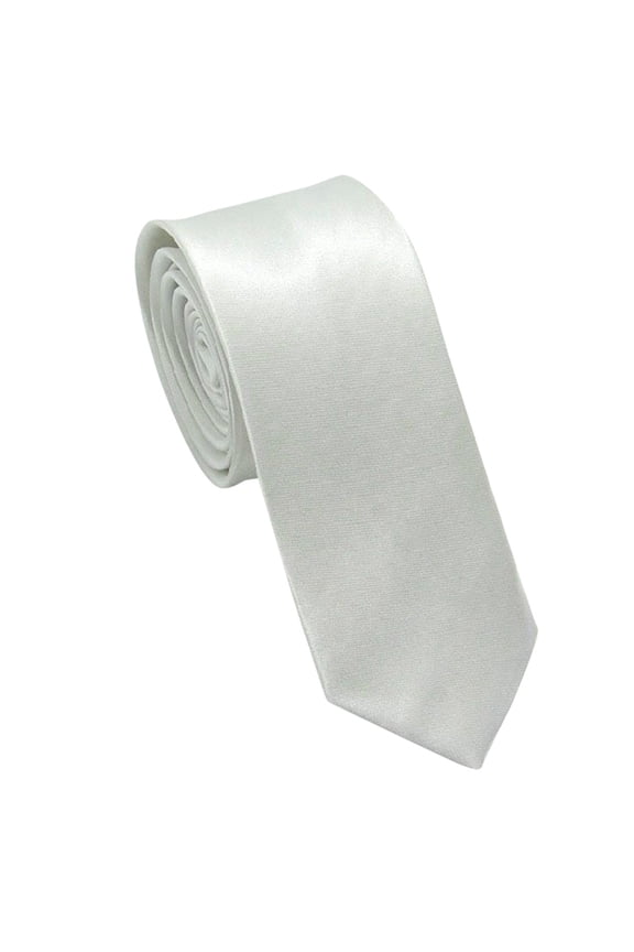 Mens Solid Color Satin Necktie Classic Plain Smooth Silk Like Tie For Formal Business Office Wedding Party Groom Prom And Daily Wear,White,M