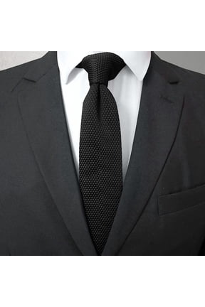 Mens Solid Knit Necktie Textured Woven Narrow Tie For Formal Business Office Wedding Groom Prom And Daily Casual Wear,Black,One Size