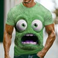 thumbnail image 1 of EliteGoogv Mens T Shirt Funny Expression Graphic Short Sleeve Tee For Men Breathable Casual Top With Cute Cartoon Face Summer Shirt Light Green 2XL, 1 of 7