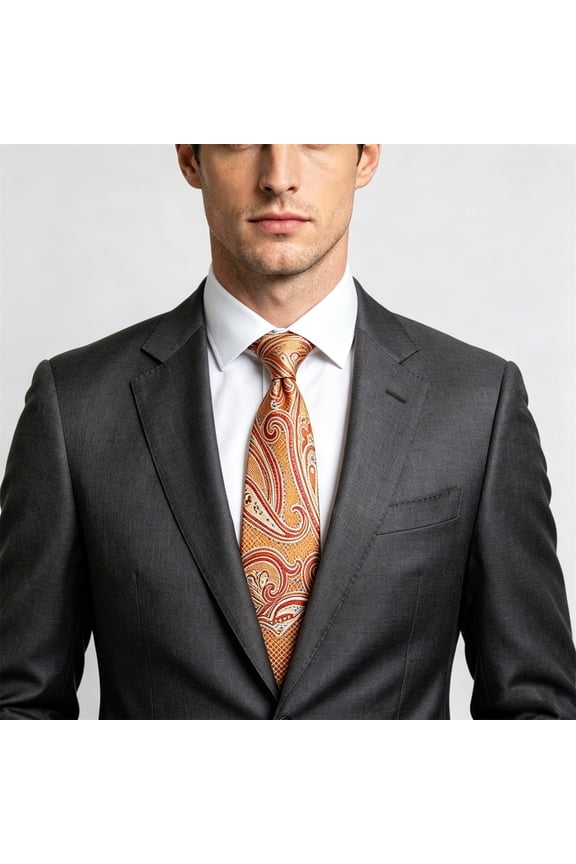 Mens Ties Elegant Patterned Formal Dress Ties For Men Business Neckties Classic Woven Suit Tie Orange