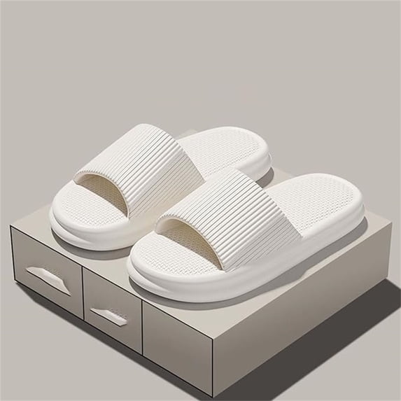 EliteGoogv Mens Women Slippers Thick Sole Shower Shoes Pillow Soft Bathroom Sandals Lightweight EVA On Mules For Women And Men Indoor Outdoor Home Slippers White US :10.5-11