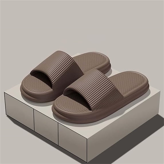 EliteGoogv Mens Women Slippers Thick Sole Shower Shoes Pillow Soft Bathroom Sandals Lightweight EVA On Mules For Women And Men Indoor Outdoor Home Slippers Brown US :10.5-11