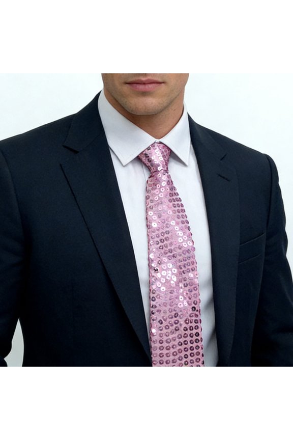 Mens Womens Sequins Glitter Necktie Pre Tied Adjustable Tie For Party Prom Stage Performance Wedding And Formal Occasions,Pink,One Size