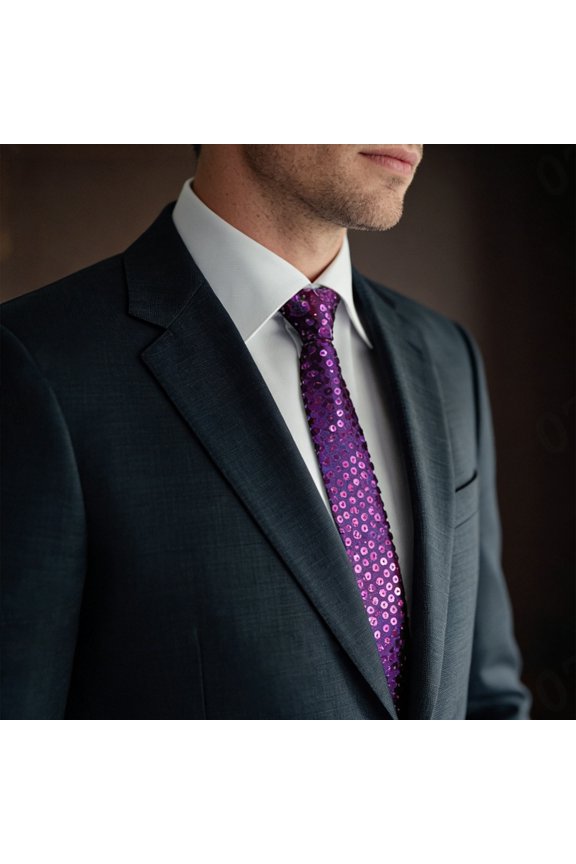 Mens Womens Sequins Glitter Necktie Pre Tied Adjustable Tie For Party Prom Stage Performance Wedding And Formal Occasions,Purple,One Size