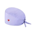 thumbnail image 1 of EliteGoogv Nurse Caps For Women Sweat Absorbent Funny Printed Button Design Back Tie Adjustable Fit Scrub Hats Work Hats Nursing Hair Covers Beige, 1 of 2