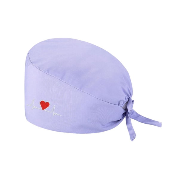 EliteGoogv Nurse Caps For Women Sweat Absorbent Funny Printed Button Design Back Tie Adjustable Fit Scrub Hats Work Hats Nursing Hair Covers Beige