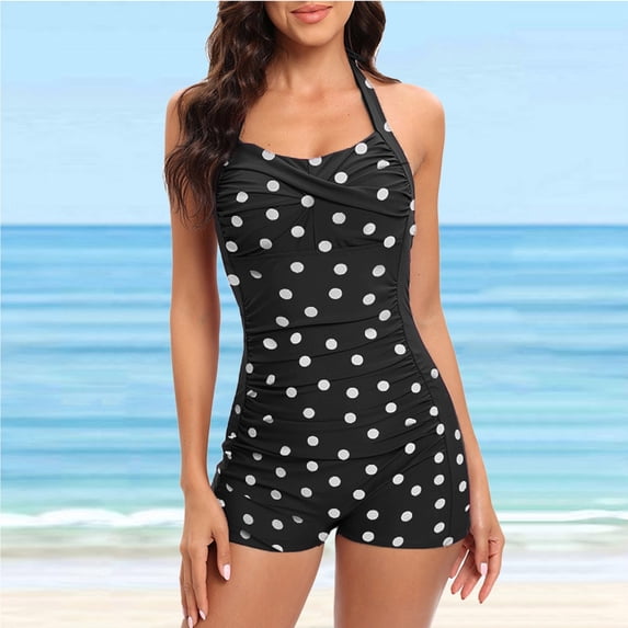 EliteGoogv One Piece Swimsuit For Women Suspender Backless Conservative Plus Size Bathing Suit Summer Beach Vacation Swimwear D